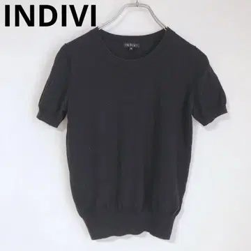 인디비 반팔 니트 썸머 니트 무지 실크 혼방 심플 블랙 38