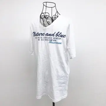 비치 사운드 티셔츠 XL 화이트 면100% 빅 프린트 V넥 빅