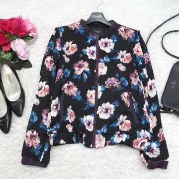 G8813*ZARA 자라 꽃무늬 자켓 블루종 네이비 보라색 퍼플