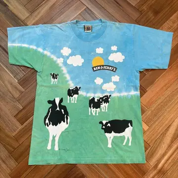 90s Liquid Blue ben & jerry's 소 티셔츠 M