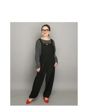 Anne Coquine 블랙 스트레치 올인원 L