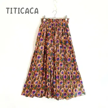 [ TITICACA ] 꽃무늬 플리츠 맥시 길이 스커트 롱 여름 스커트