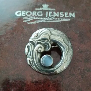 초레어 새상품급 GEORG JENSEN 실버 브로치 10 문스톤