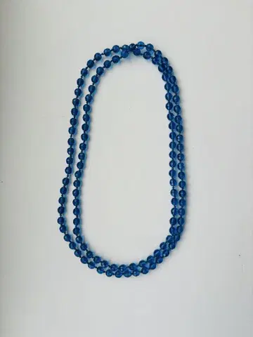 체코 크리스탈 목걸이 유리 비즈 약 120cm 6mm 아쿠아 마린