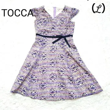 [새상품급] TOCCA 전체 자수 꽃무늬 원피스 플레어 A라인 허리 리본