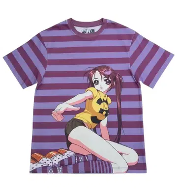 yumin ha 티셔츠 Purple Stripe '3' T-Shirt
