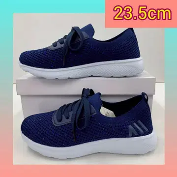 23.5cm 여성용 새상품 스톤 장식 슬립온 스니커즈 네이비 컬러