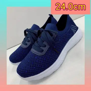 24.0cm 여성용 새상품 스톤 장식 슬립온 스니커즈 네이비 컬러