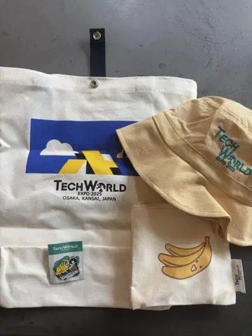 Tech World EXPO 2025 토트백 모자 핀 배지 3점