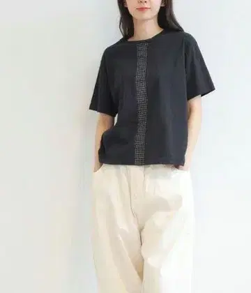 NATURAL LAUNDRY 카드 천축 x 선염 센터 패널 T셔츠
