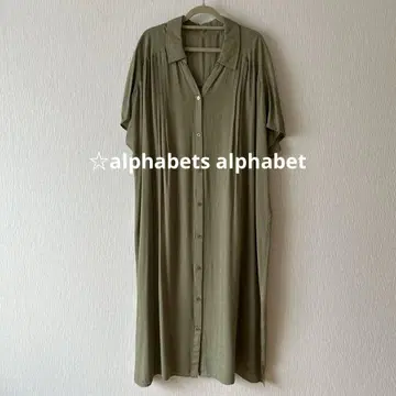 alphabets.alphabet 올리브 그린 셔츠 원피스 반팔