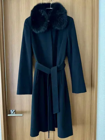 ANAYI 울 롱 코트 퍼 카라 부착
