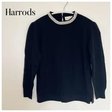 Harrods 블랙 여성용 긴팔 니트 펄 장식