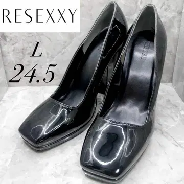 [컨디션 최상] 스퀘어 RESEXXY 에나멜 펌프스 리젝시 24.5 블랙