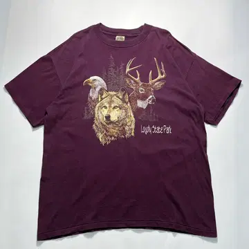 90년대 EAGLE USA 빈티지 티셔츠 XL 팥색 애니멀 6859