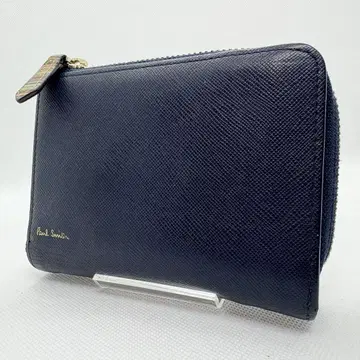 Paul Smith 지퍼 스트로우 그레인 네이비 접이식 지갑