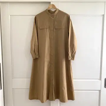 Spick & Span 밴드 카라 롱 셔츠 원피스 베이지 새상품급