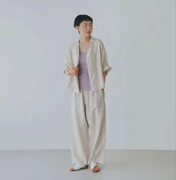 북유럽 올인원 스타일 프렌치 린넨 셋업 아이보리