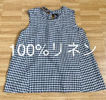 French Linen 100% 린넨 슬리브리스 깅엄 체크 상의
