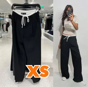 ZARA WIDE-LEG 팬츠 더블 허리 밴딩 XS