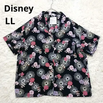 미사용 새상품 Disney 꽃무늬 알로하 셔츠 반팔 LL 넉넉한 핏