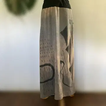 화약 연기 손글씨 아트 프린트 롱 스커트 컷 소재 프리 사이즈 핸드메이드