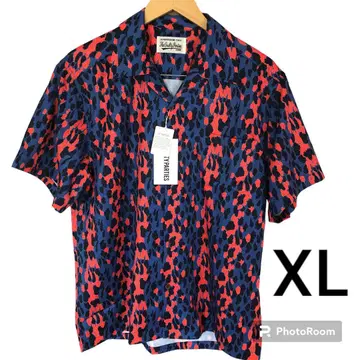 노브랜드 오픈 카라 셔츠 XL 사이즈 블루 애니멀 무늬 레오파드 무늬