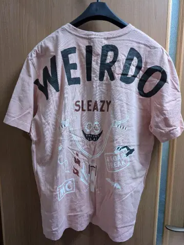 새상품급 WEIRDO 티셔츠 핑크 L 사이즈 올드 가공
