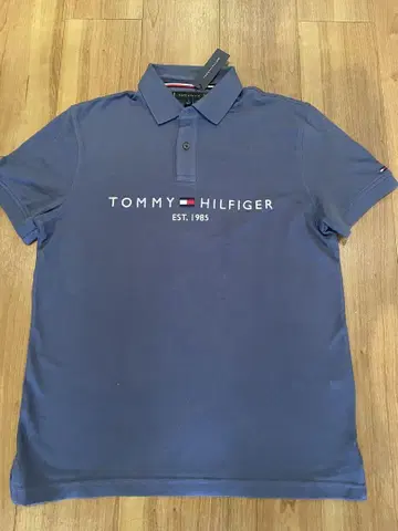 TOMMY HILFIGER 네이비 그레이 피케 셔츠 M