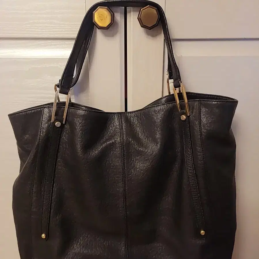 DAKS | 닥스 Daks Black DD Logo Cowhide Leather Tote Bag on