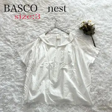 BASCO nest 바스코네스트 화이트 코튼 반팔 블라우스 3 사이즈