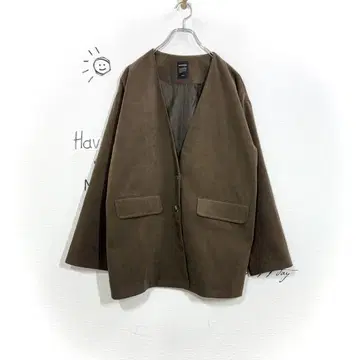 러그 머신 노카라 자켓 (M) 브라운 무지 스웨이드 어른스러움
