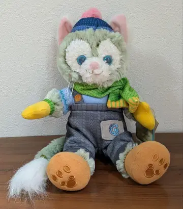 고양이 봉제 인형 오버롤 착용