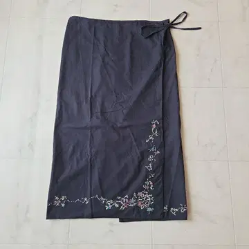 45R 랩스커트 꽃무늬 자수 코튼