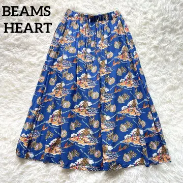 BEAMS HEART 알로하 하와이 남국 패턴 스커트 프리 사이즈 끈