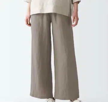 무인양품 프렌치 린넨 스트레이트 팬츠 그레이시 브라운 M 사이즈