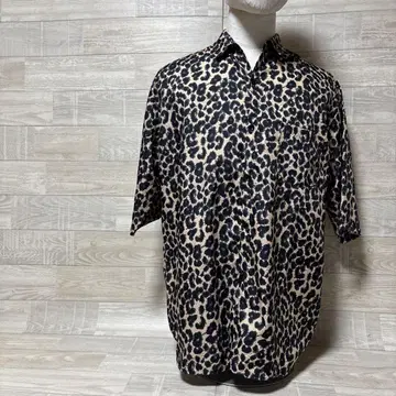 aspersio 레오파드 무늬 반팔 셔츠 빅 XL 상당