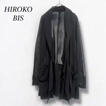 새상품급 [히로코비스] 숄카라 시스루 롱 가디건 긴팔 노버튼 M