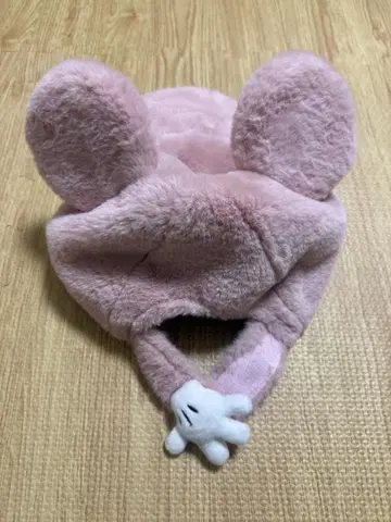 디즈니 미키 팬 캡 복슬복슬 퍼 핑크 모자 캡