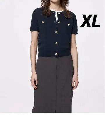 미사용 새상품 GU 메탈 버튼 가디건(반팔) XL