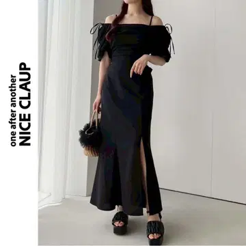 새상품 NICE CLAUP 백리본 원피스 롱 원피스