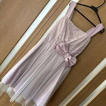 연보라색 핑크 레이스 드레스 리본 포함
