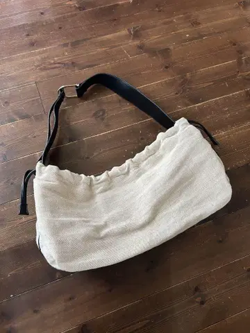 린넨 코튼 인조 가죽 핸드 숄더백 썸머백