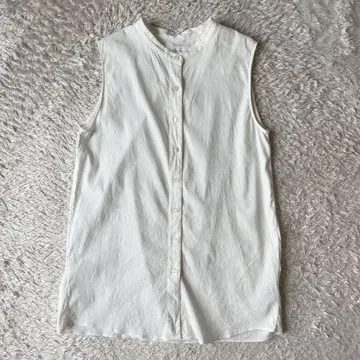 플라주 새상품급 PLAGE 린넨 스트레치 슬리브리스 블라우스 F 화이트
