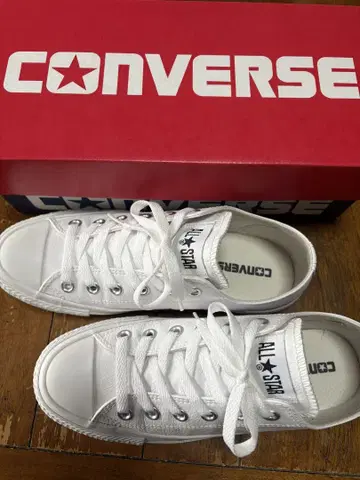 컨버스 CONVERSE 올스타 SL OX 화이트 가죽 24cm 새상품급