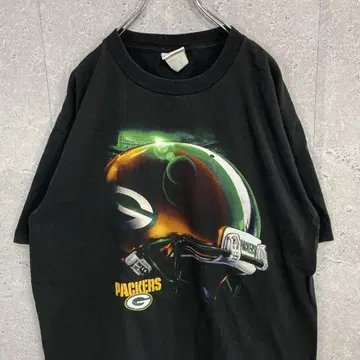 NFL 그린베이 패커스 헬멧 리얼 프린트 티셔츠 2XL 정도