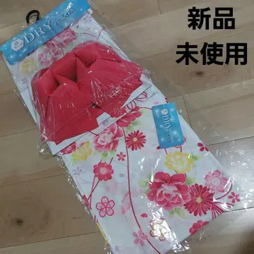 유카타 여성용 핑크 화이트 꽃무늬 일본 의류 세트 새상품 면 100%