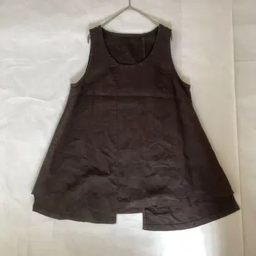 카구라야 린넨 다크 브라운 슬리브리스 A라인 튜닉 일본제