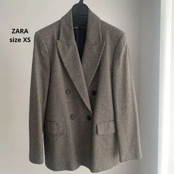 ZARA 체크 무늬 더블 브레스트 자켓 XS