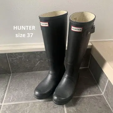 HUNTER 블랙 롱 부츠 버클